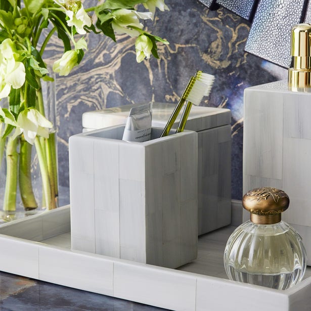 An image of Pigeon and Poodle Arles Faux Horn Brush Holder