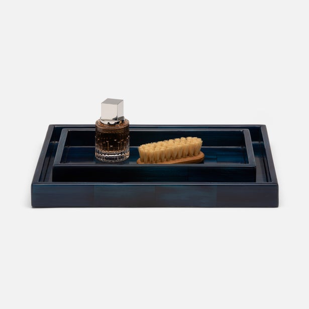 An image of Pigeon and Poodle Arles Faux Horn Tray Set of 2