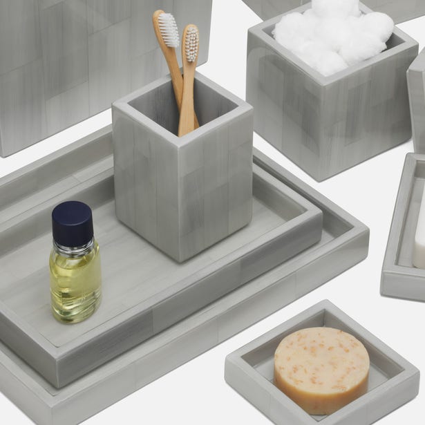 An image of Pigeon and Poodle Arles Faux Horn Tray Set of 2