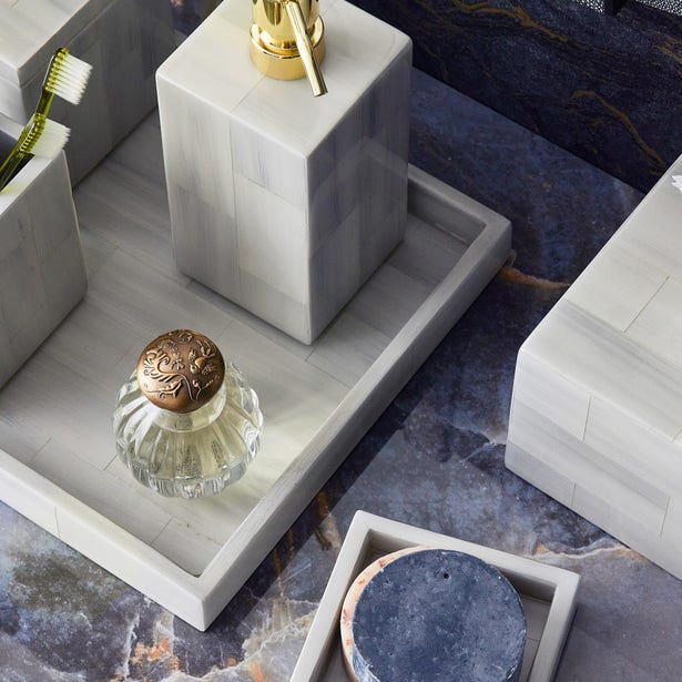 An image of Pigeon and Poodle Arles Faux Horn Tray Set of 2