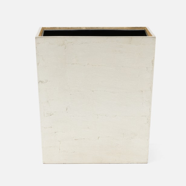 An image of Pigeon and Poodle Davos Silver leaf Rectangular Wastebasket