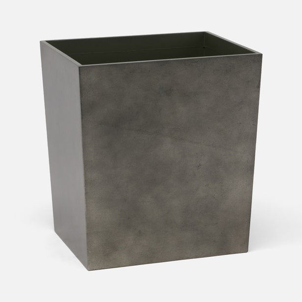 An image of Pigeon and Poodle Davos Silver leaf Rectangular Wastebasket