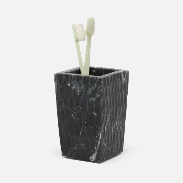 An image of Pigeon and Poodle Kuna Textured Marble Brush Holder
