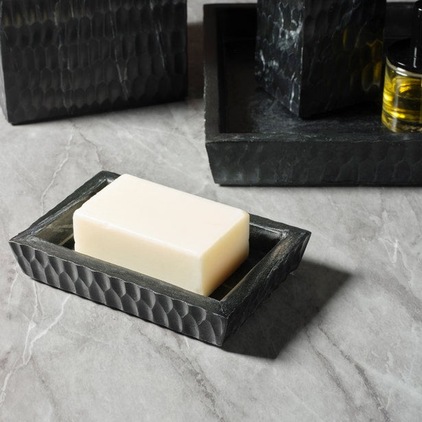 An image of Pigeon and Poodle Kuna Textured Marble Soap Dish