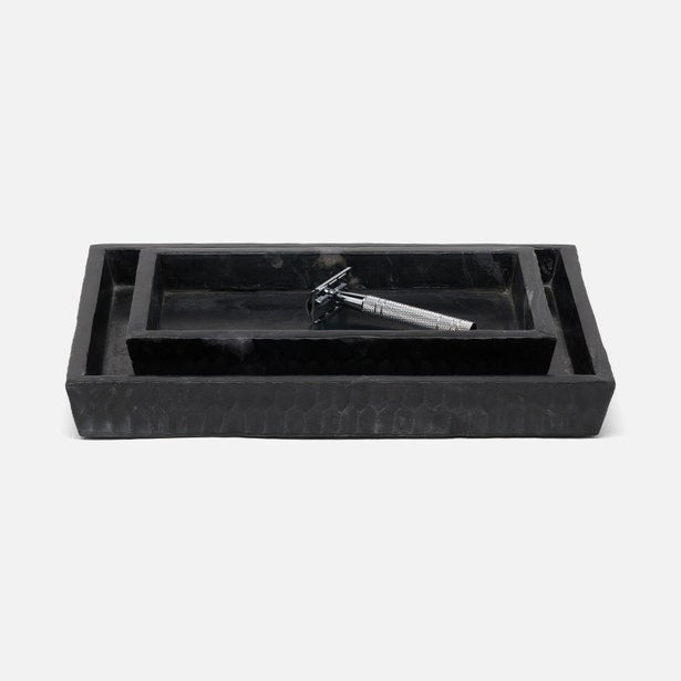 An image of Pigeon and Poodle Kuna Textured Marble Tray Set