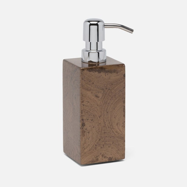 An image of Pigeon and Poodle Navagio Spiral Burl Resin  Soap Pump