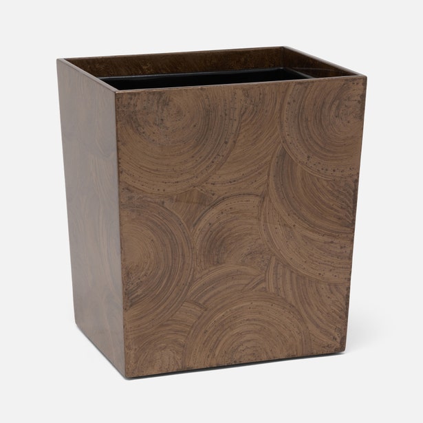 Pigeon and Poodle Navagio Spiral Burl Resin Rectangular Wastebasket