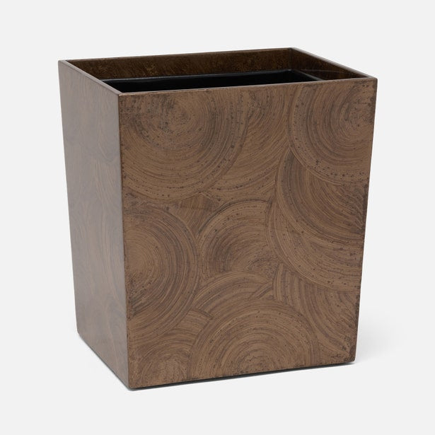 An image of Pigeon and Poodle Navagio Spiral Burl Resin Rectangular Wastebasket