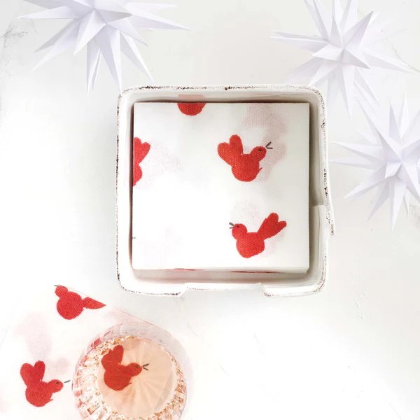 An image of Vietri Papersoft Napkins Red Bird Dinner Napkins (Pack of 20)