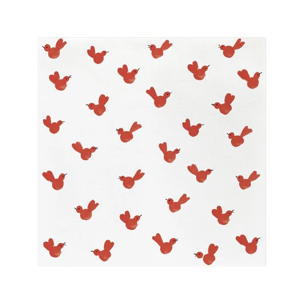 An image of Vietri Papersoft Napkins Red Bird Dinner Napkins (Pack of 20)