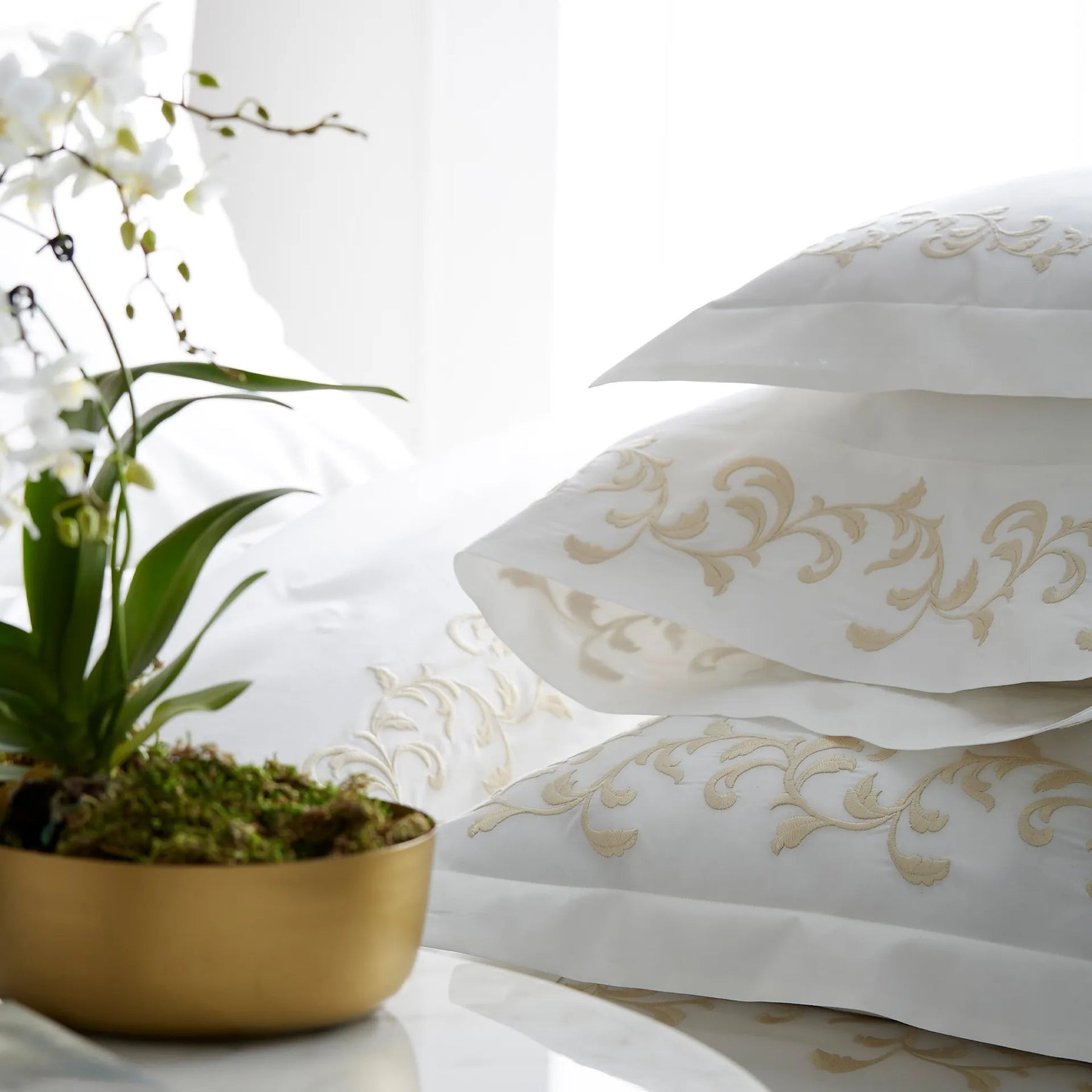 An image of Scandia Home San Remo Embroidered Percale Pillowcase