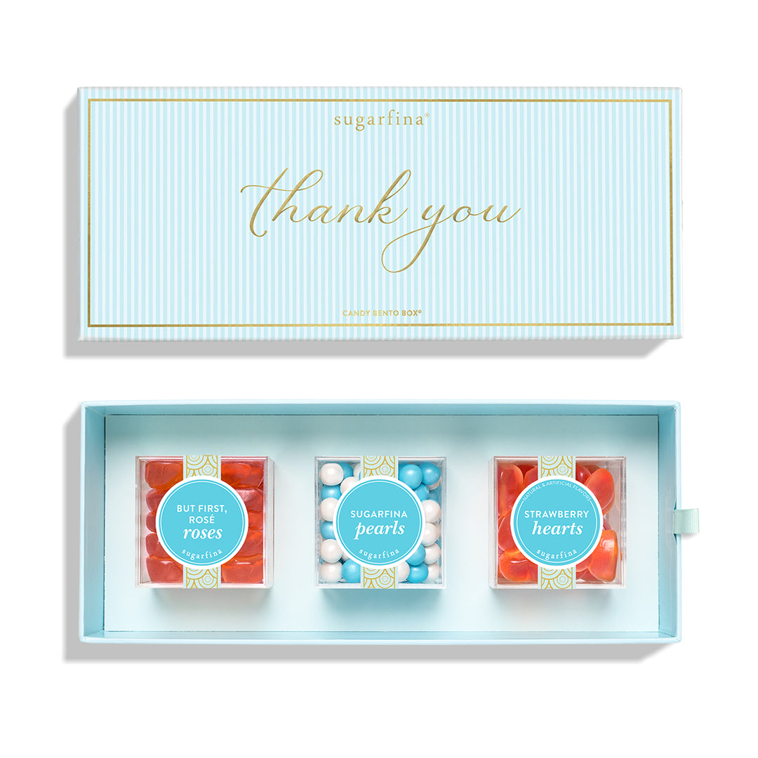 An image of Sugarfina Thank You 3-Piece Candy Bento Box