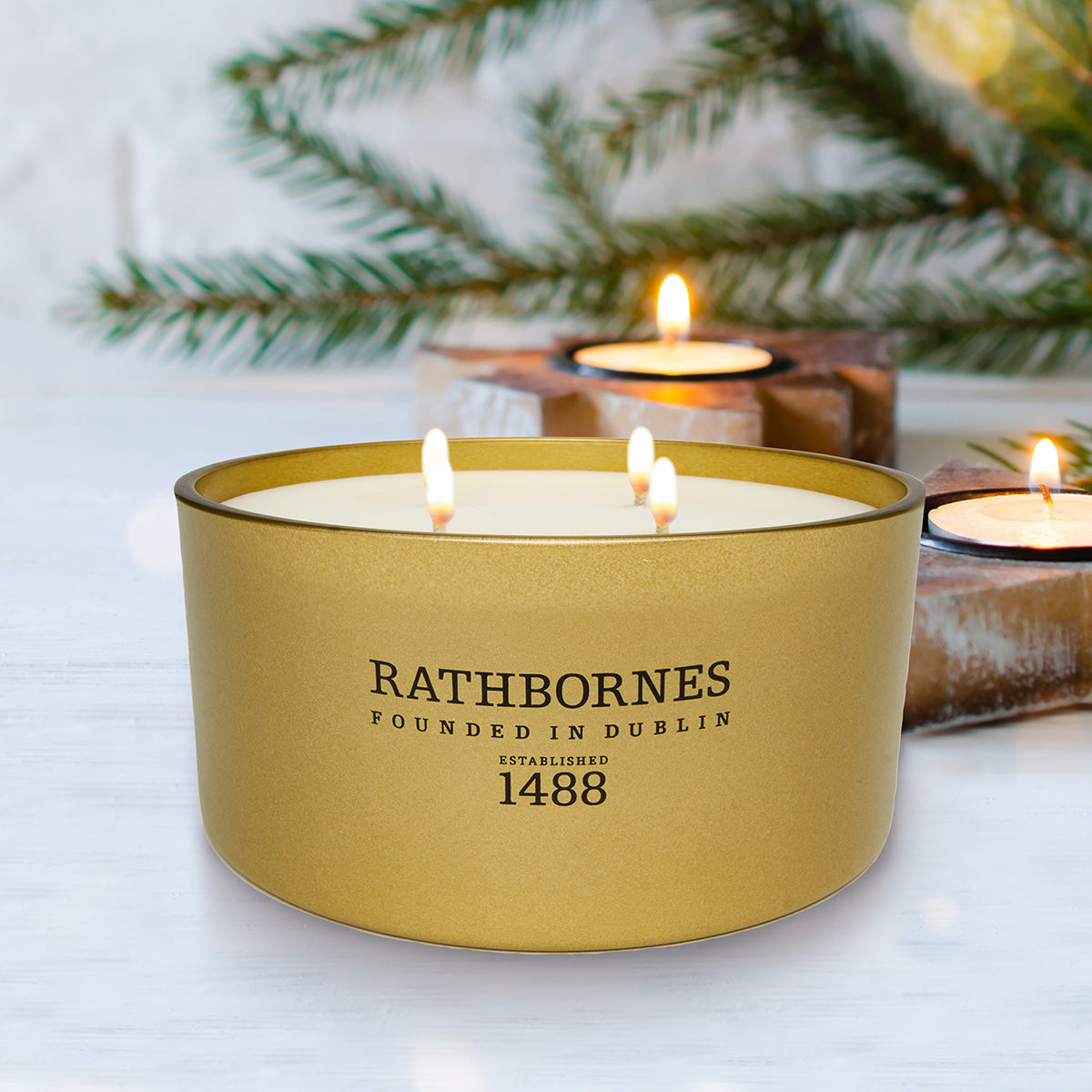 An image of John Rathbornes Dublin Christmas 4-Wick Candle 13.7 oz