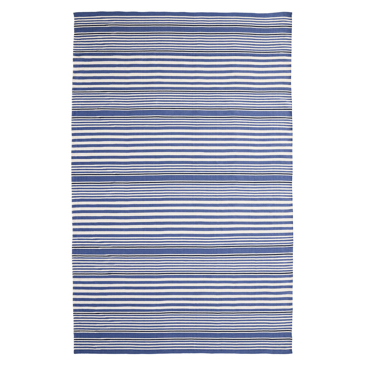 An image of Dash & Albert Rugby Stripe Denim Indoor/Outdoor Rug