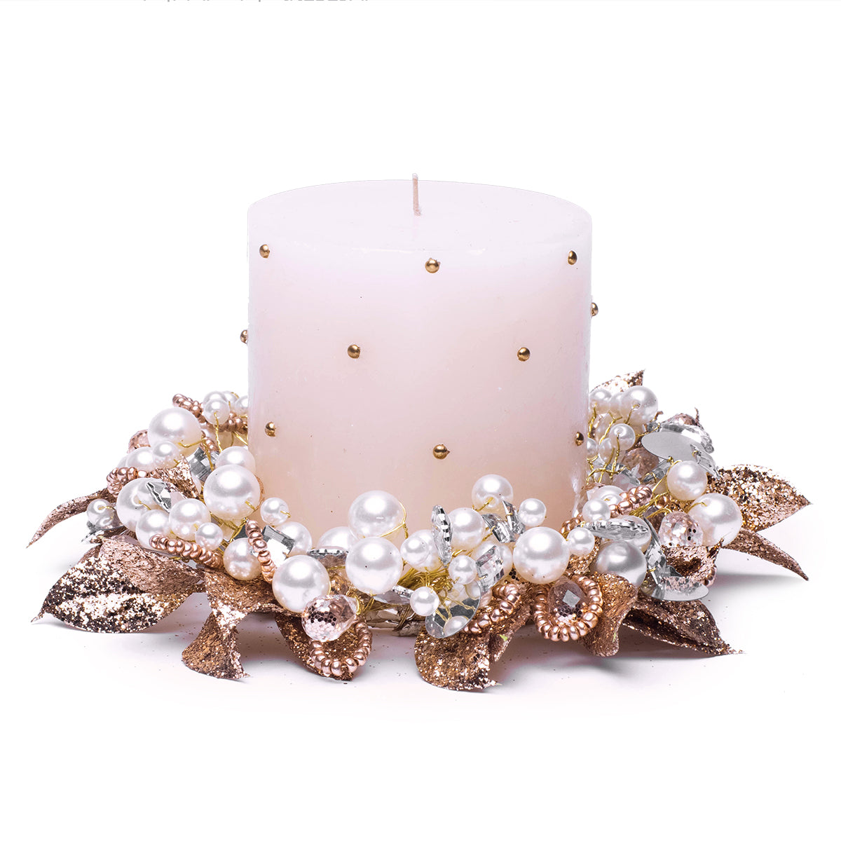 An image of Salzburg 4" Radiant Pearl Candle ring - wreath