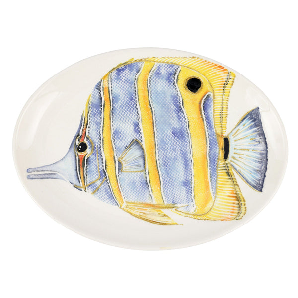 An image of Vietri Reef Butterfly Fish Oval Platter