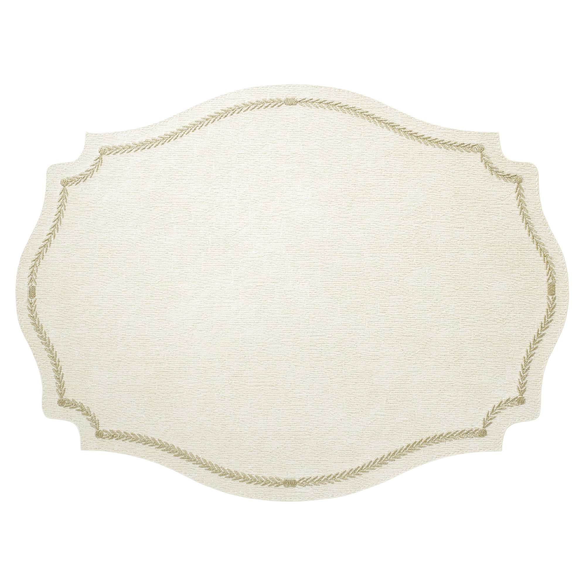 Bodrum Regent Oval Placemat - Set of 4 - Ivory/Silver