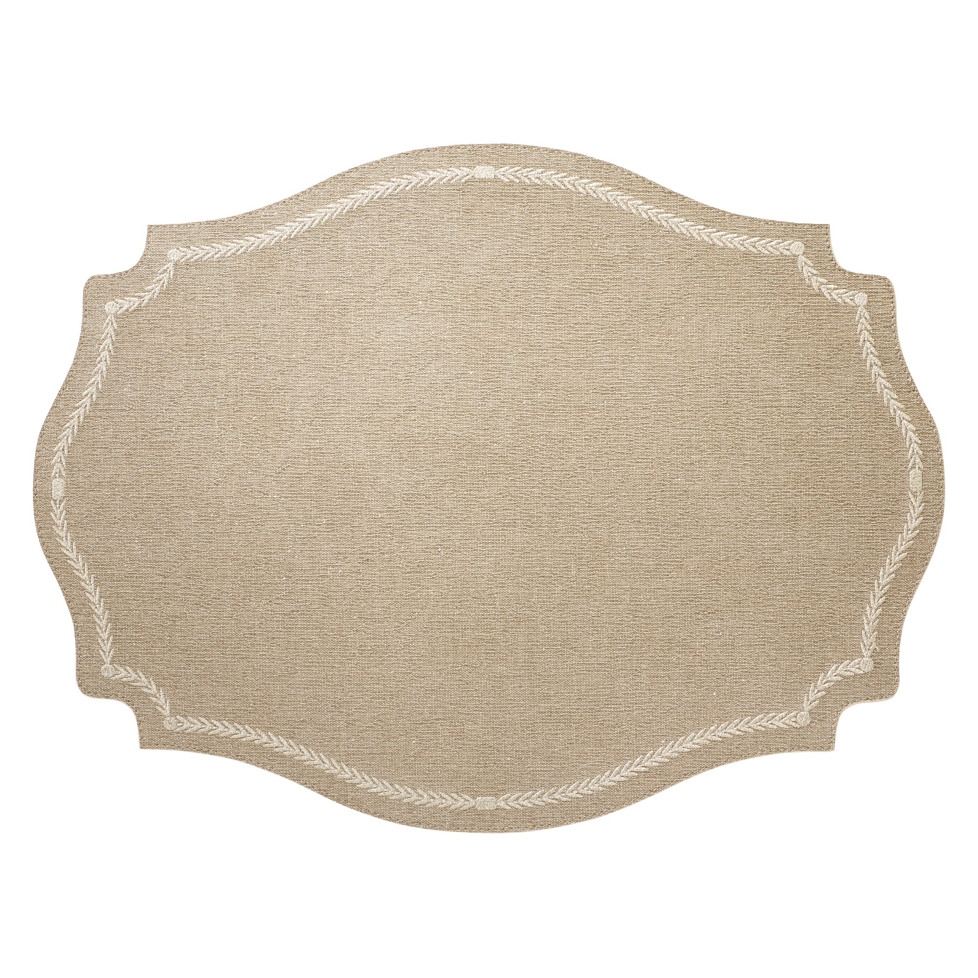 Bodrum Regent Oval Placemat - Set of 4 - Pearl/Tan