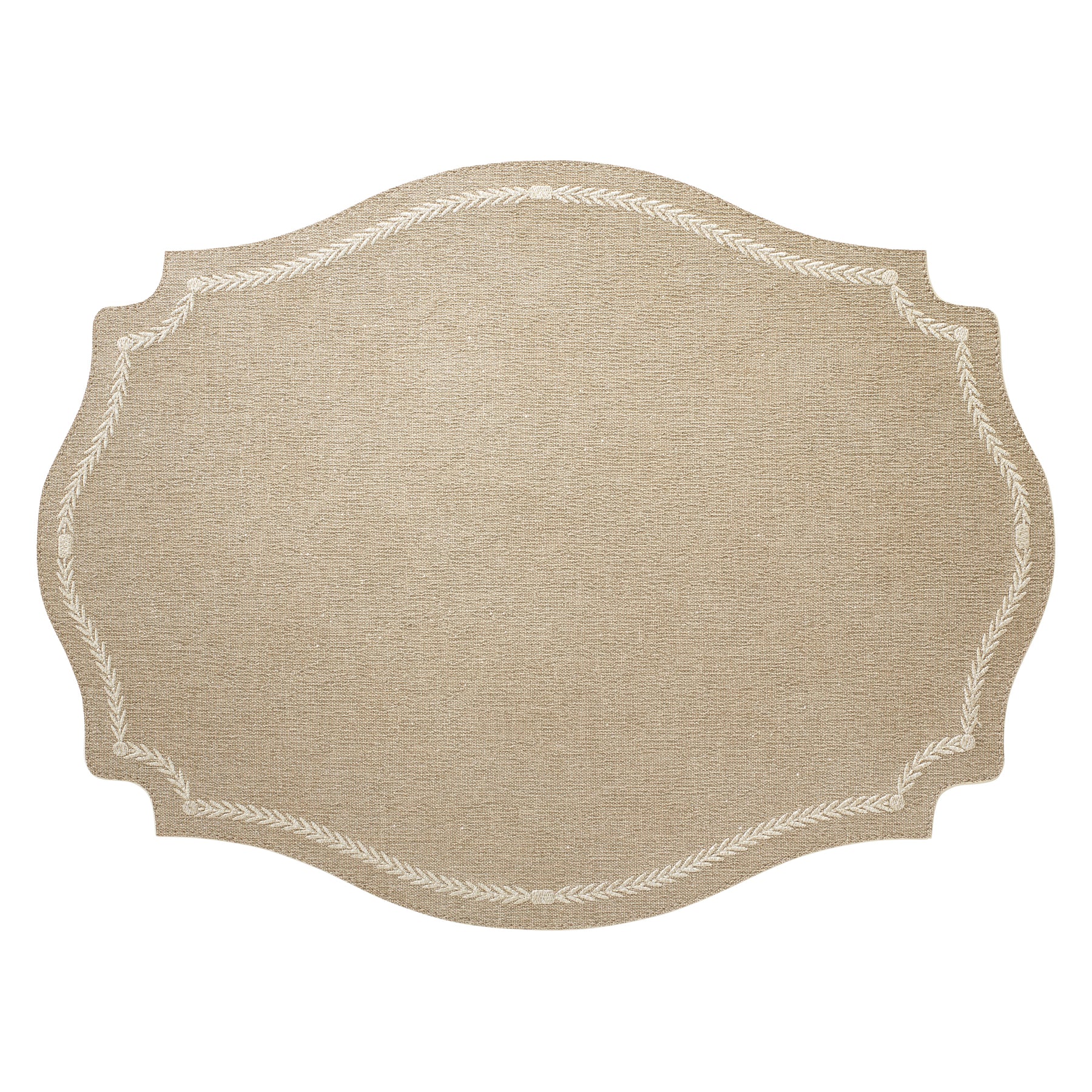 An image of Bodrum Regent Oval Placemat - Set of 4 - Pearl/Tan
