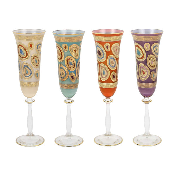 An image of Vietri Regalia Assorted Champagne Glasses - Set of 4