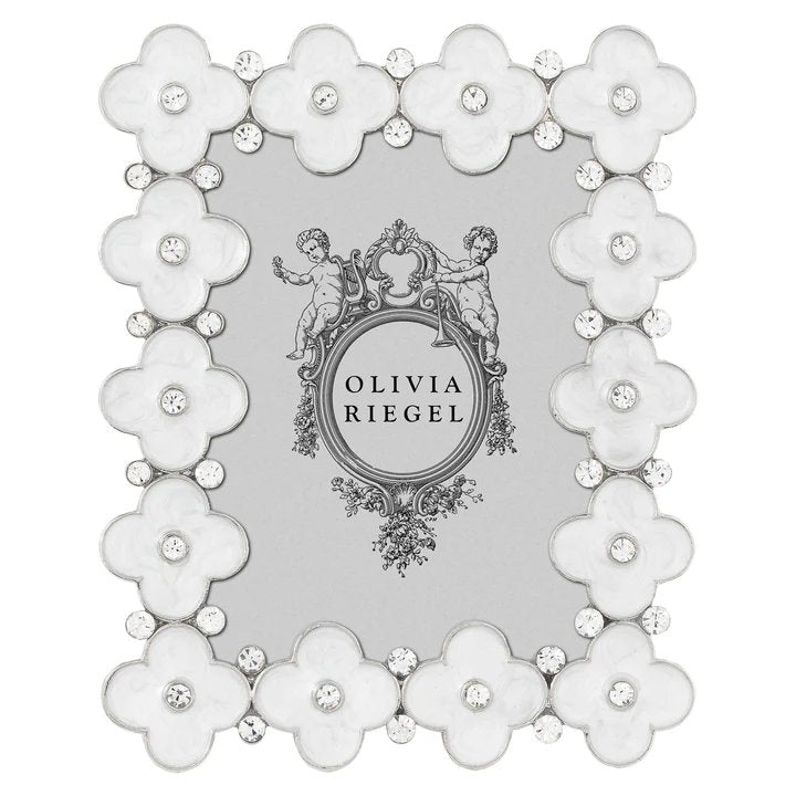 An image of Olivia Riegel White Enamel Clover Frame