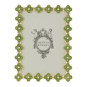 Olivia Riegel Gold Celedon Enamel Clover 5" x7" Picture Frame