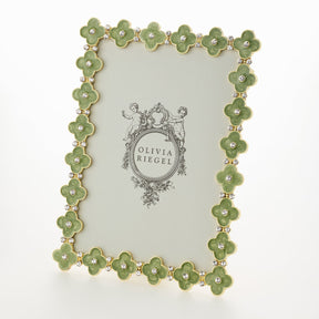 Olivia Riegel Gold Celedon Enamel Clover 5" x7" Picture Frame