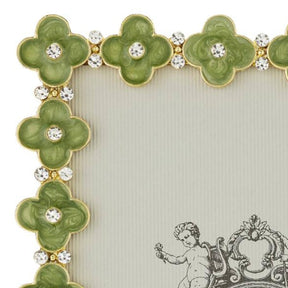 Olivia Riegel Gold Celedon Enamel Clover 5" x7" Picture Frame