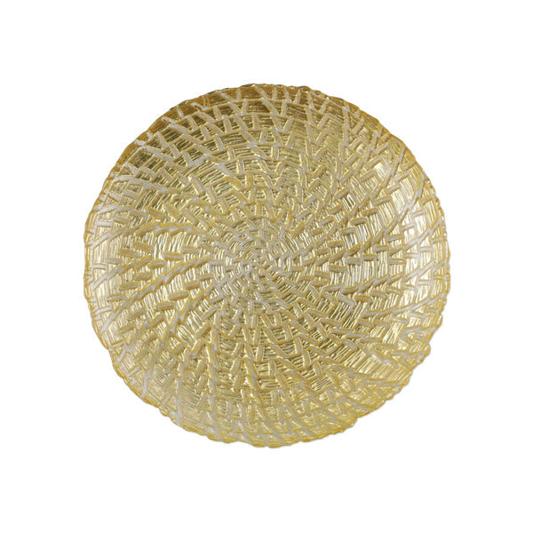 An image of Vietri Rufolo Glass Gold Crocodile Salad Plate