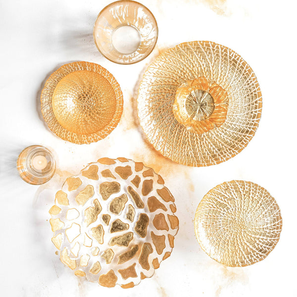 An image of Vietri Rufolo Glass Gold Crocodile Service Plate/Charger