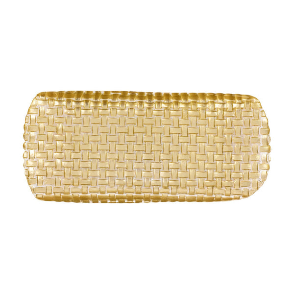 Vietri Rufolo Glass Gold Basketweave Large Rectangular Tray