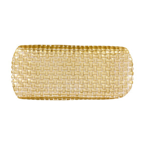 Vietri Rufolo Glass Gold Basketweave Large Rectangular Tray