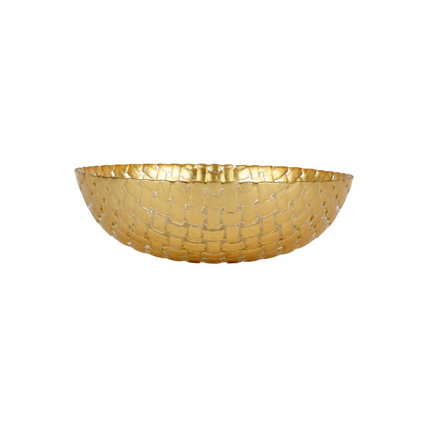 Vietri Rufolo Glass Gold Basketweave Small Serving Bowl