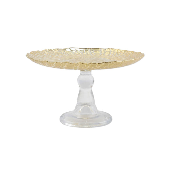 An image of Vietri Rufolo Glass Gold Crocodile Small Cake Stand
