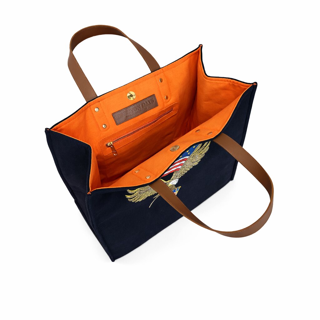 An image of Halcyon Days Star Spangled Banner Tote Bag with Leather Handles