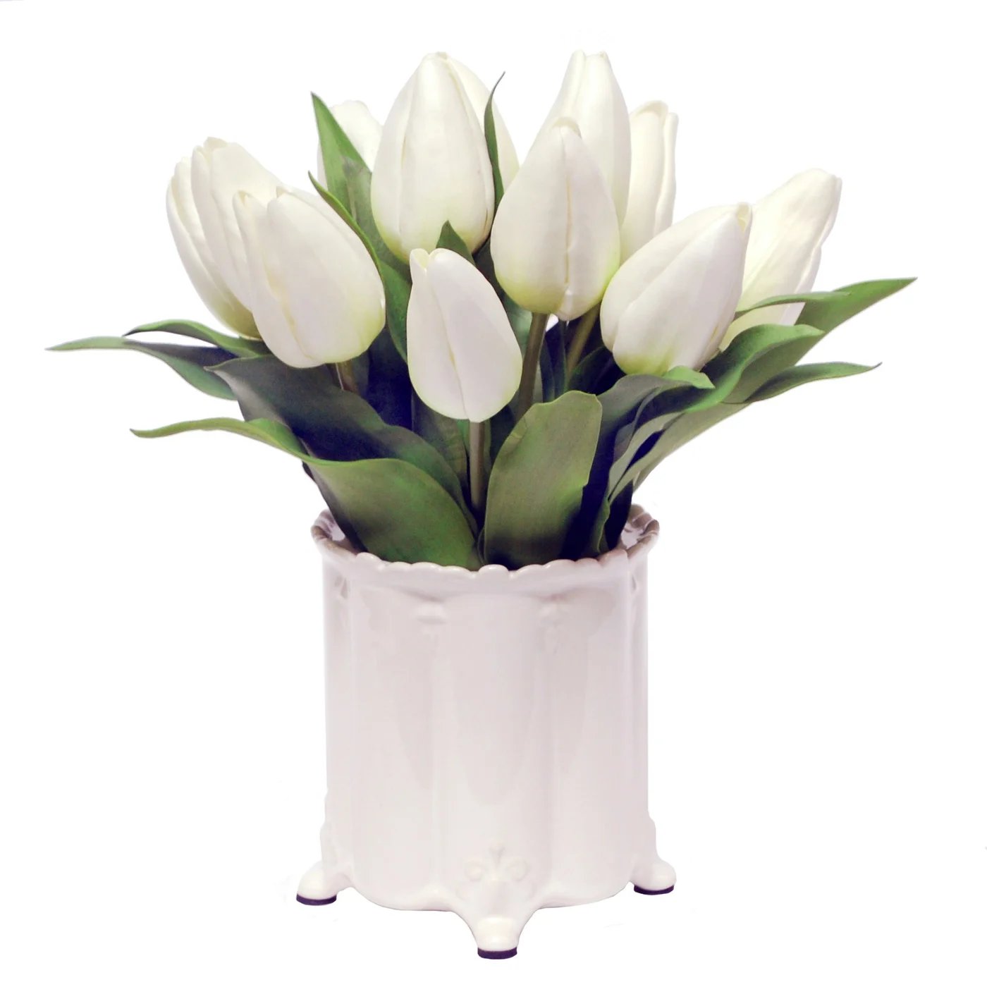 An image of Winward White Tulips in Cannister Vase