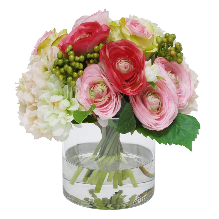 An image of Winward 11" Rose / Hydrangea in Cylinder Vase