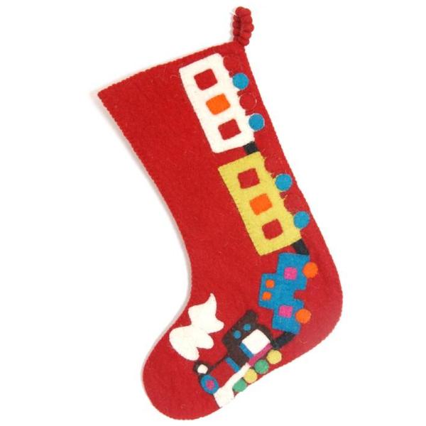 An image of Arcadia Train Kids Christmas Wool Stocking