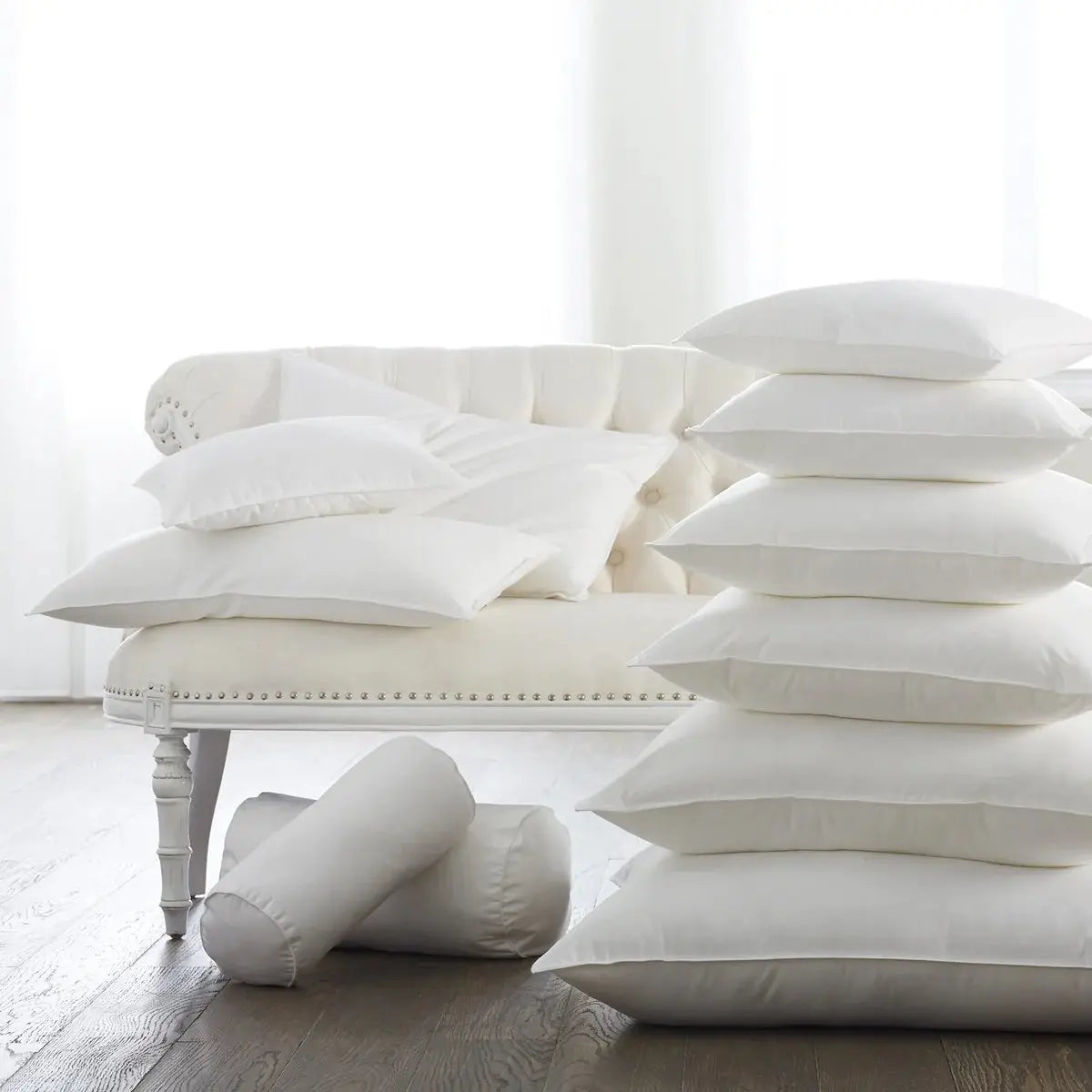 Scandia Home Scandia Pillow Inserts stacked in a room