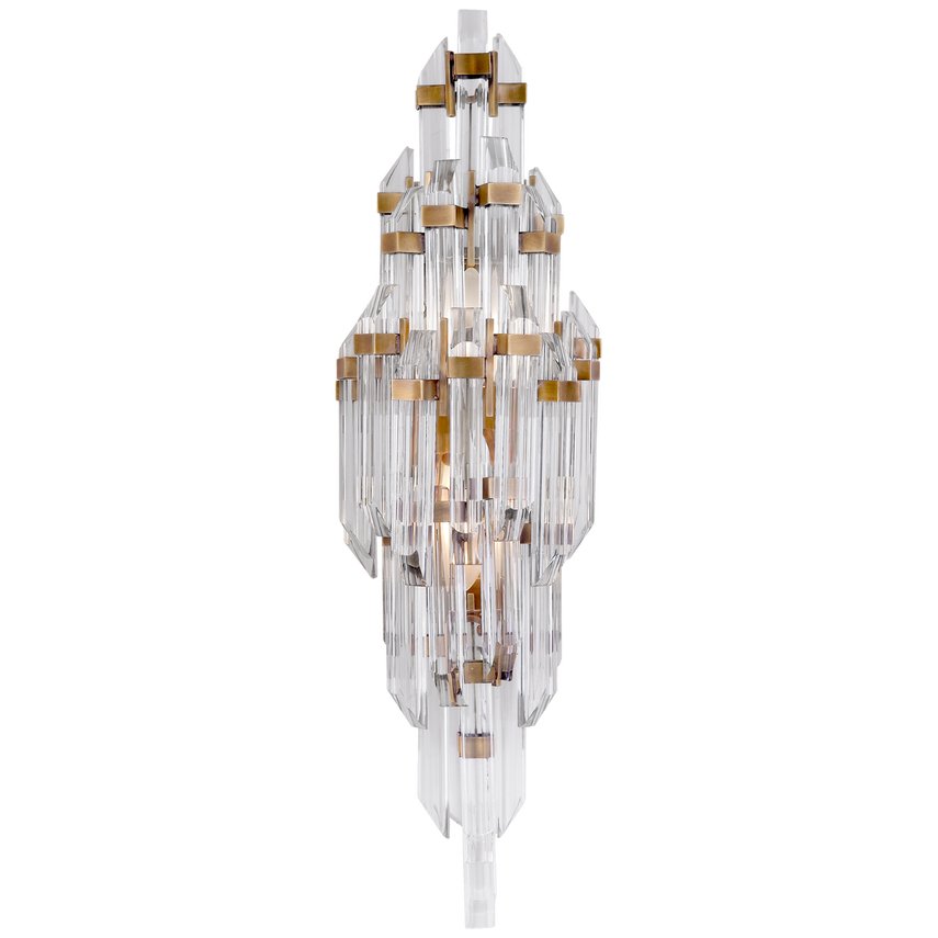 An image of Visual Comfort Adele Small Sconce Hand-Rubbed Antique Brass with Clear Acrylic