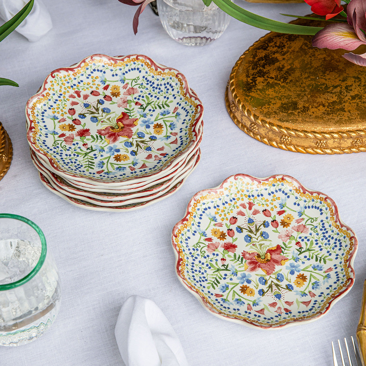 An image of Juliska Sofia Side/Cocktail Plate Set of 4 - Multi