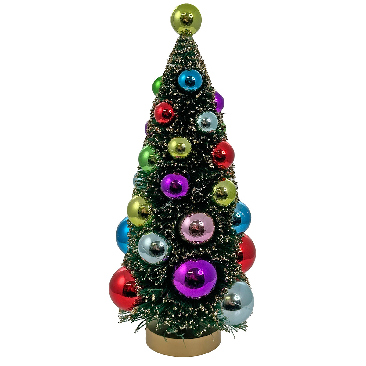 An image of Shishi Glittered Sisal Tree with Multicolor Ball Ornaments