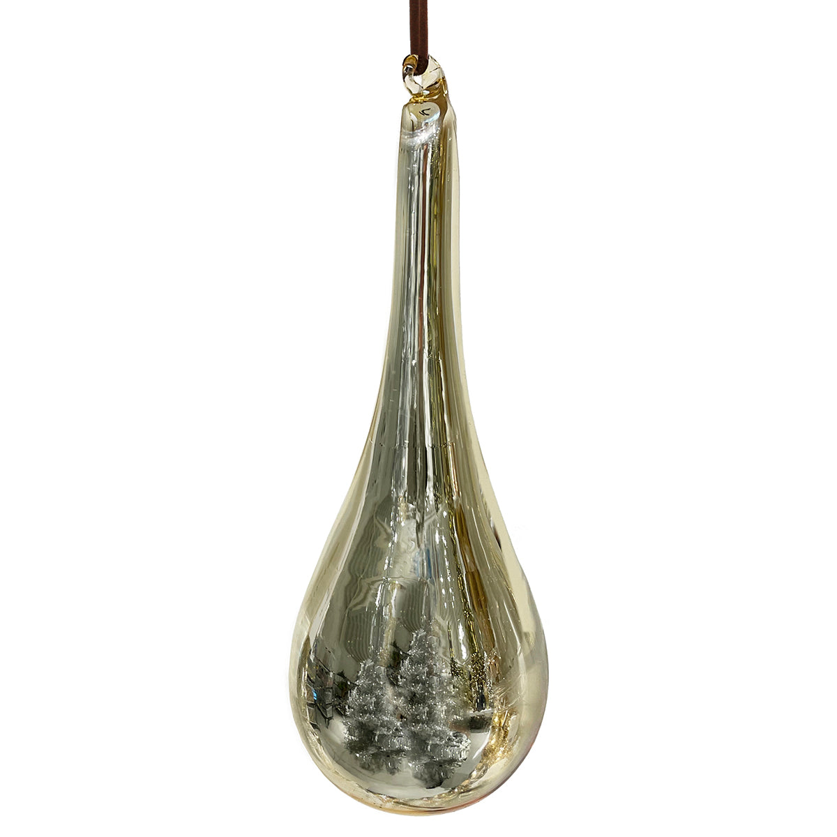 Shishi Shiny Gold Glass Drop Ornament