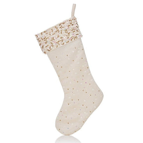 Arcadia Home White with Sequins Velvet Stocking