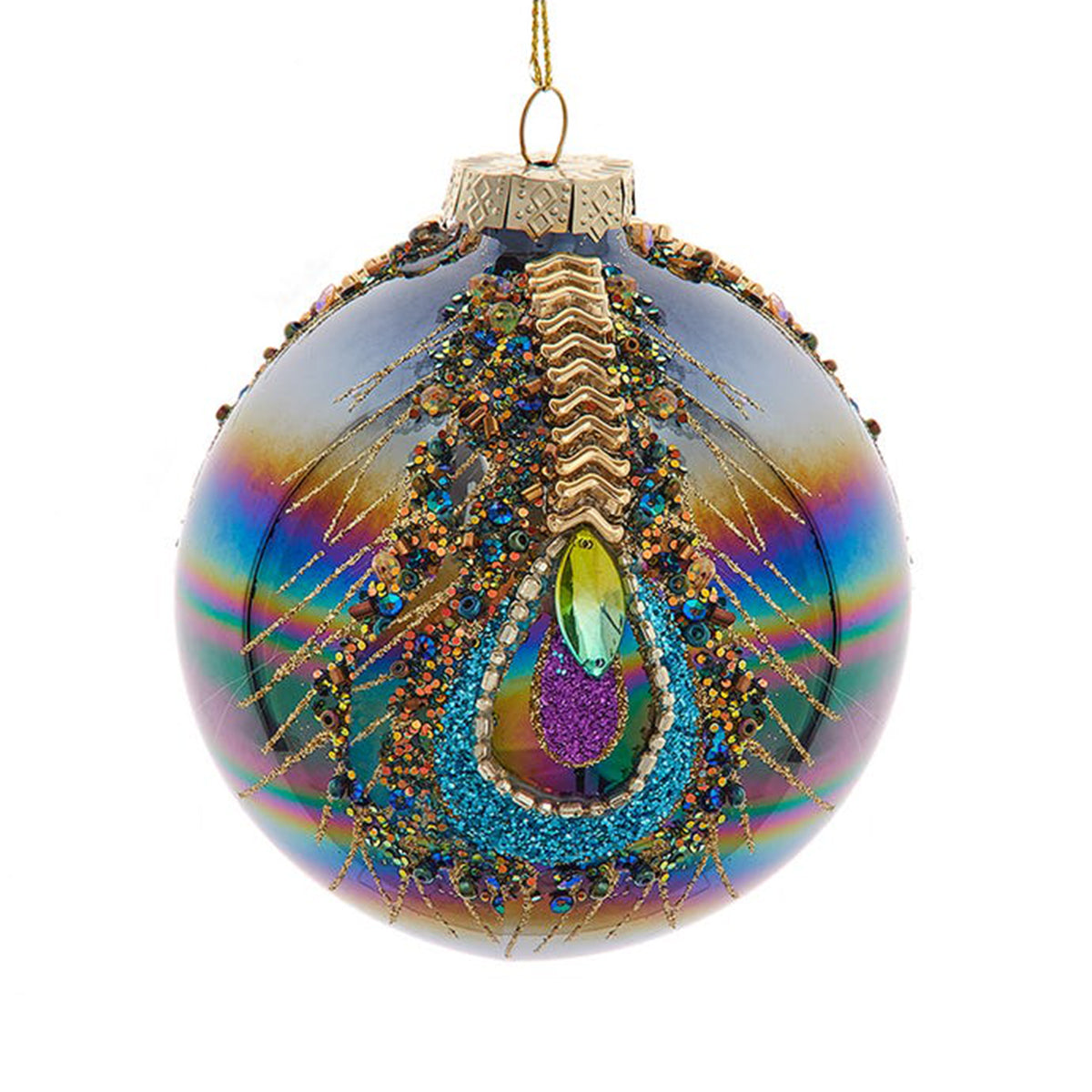 An image of Kurt Adler Peacock Glass Ball Ornament