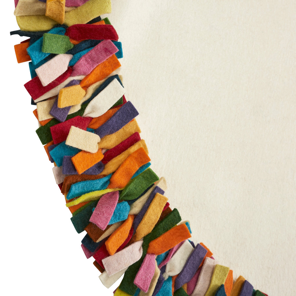 An image of Arcadia Multicolor Fringe Border Felt Tree Skirt