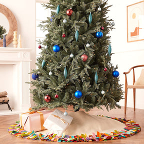 Arcadia Multicolor Fringe Border Felt Tree Skirt