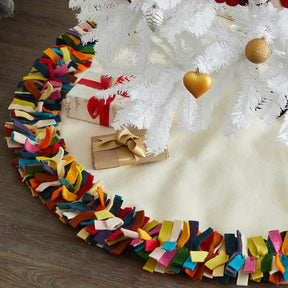 Arcadia Multicolor Fringe Border Felt Tree Skirt