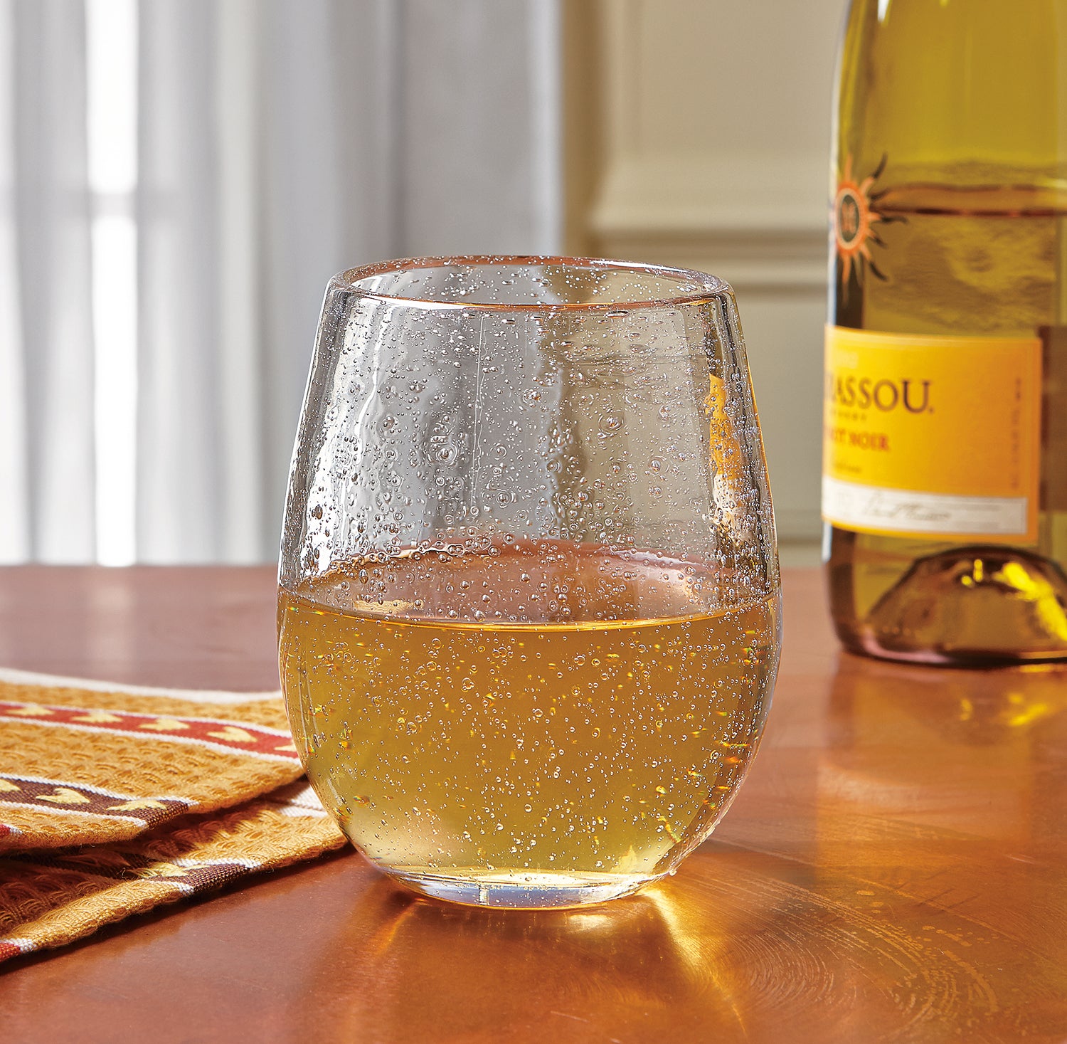 Tag Bubble Glass Stemless Wine Clear