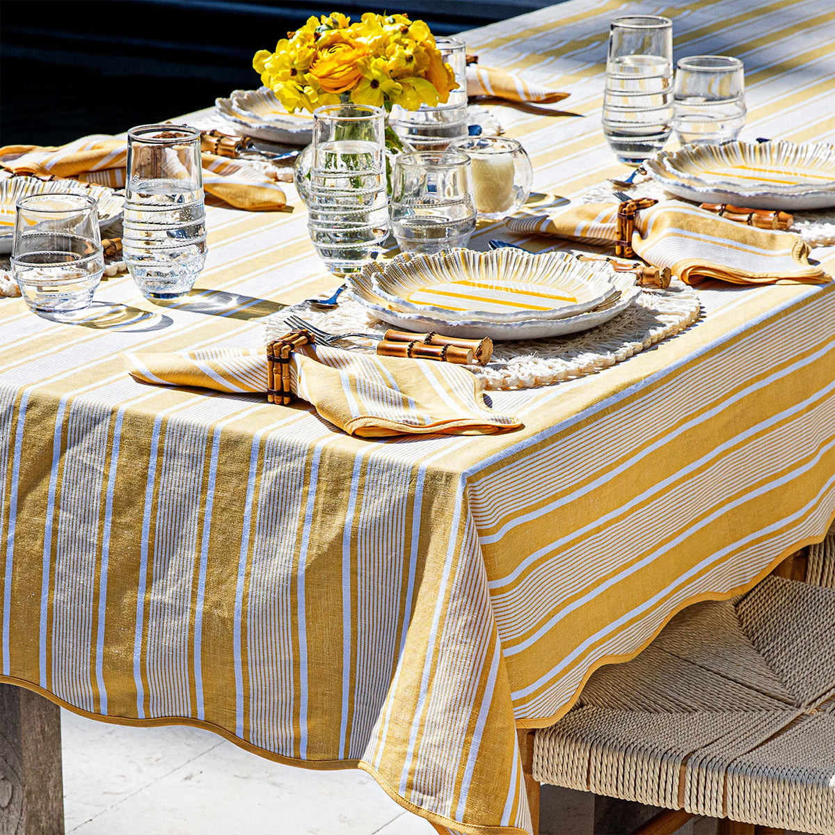 An image of Juliska Cabana Stripe Tablecloth